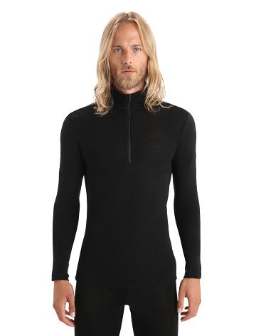 Men's Icebreaker Merino 175 Everyday Long Sleeve Half Zip Thermal Top Base Layers Black | CA 1576MQZA